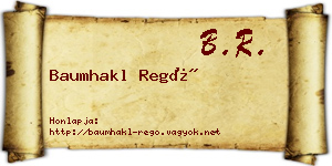 Baumhakl Regő névjegykártya